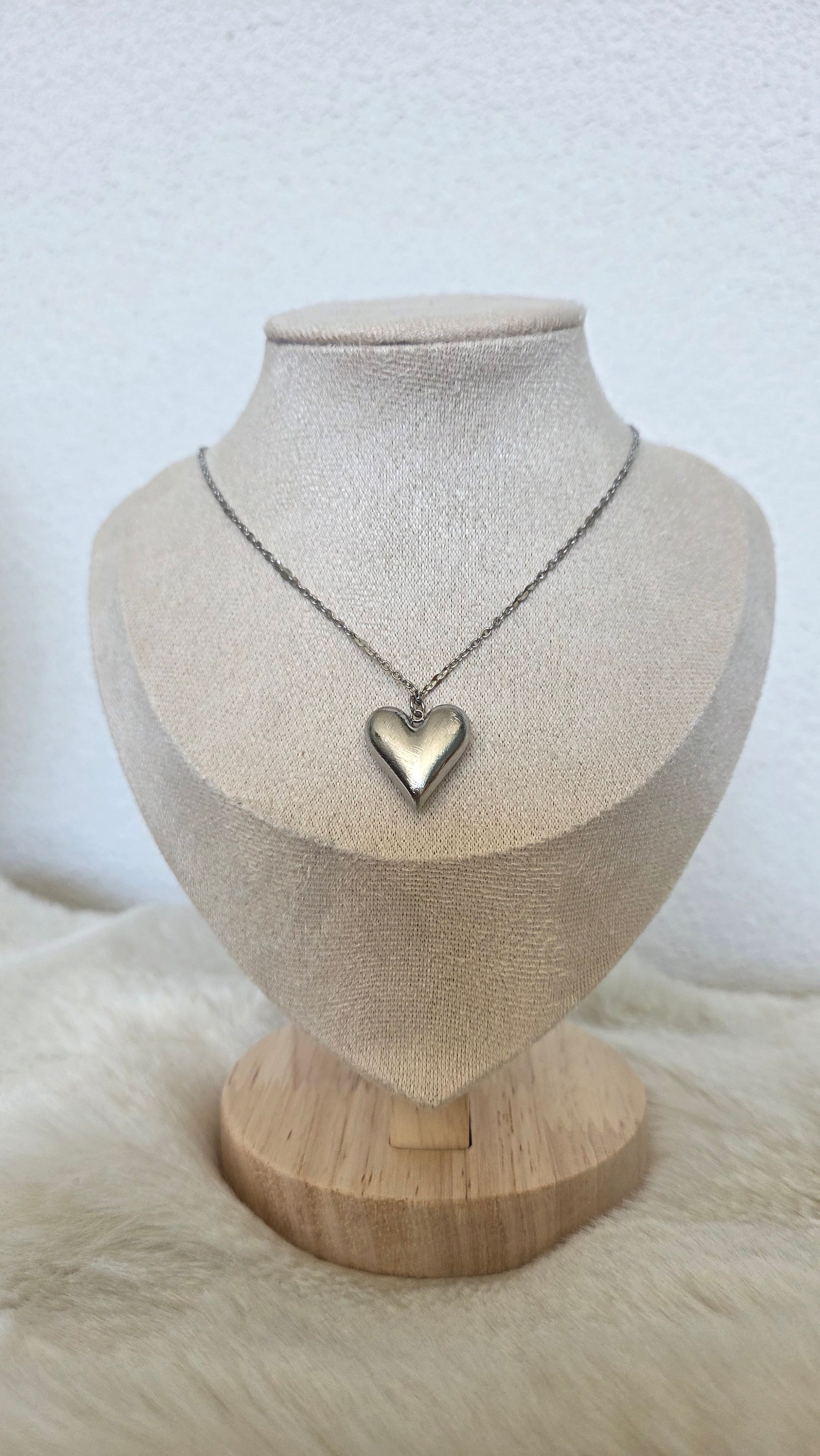 Matte Puffy Heart Necklace