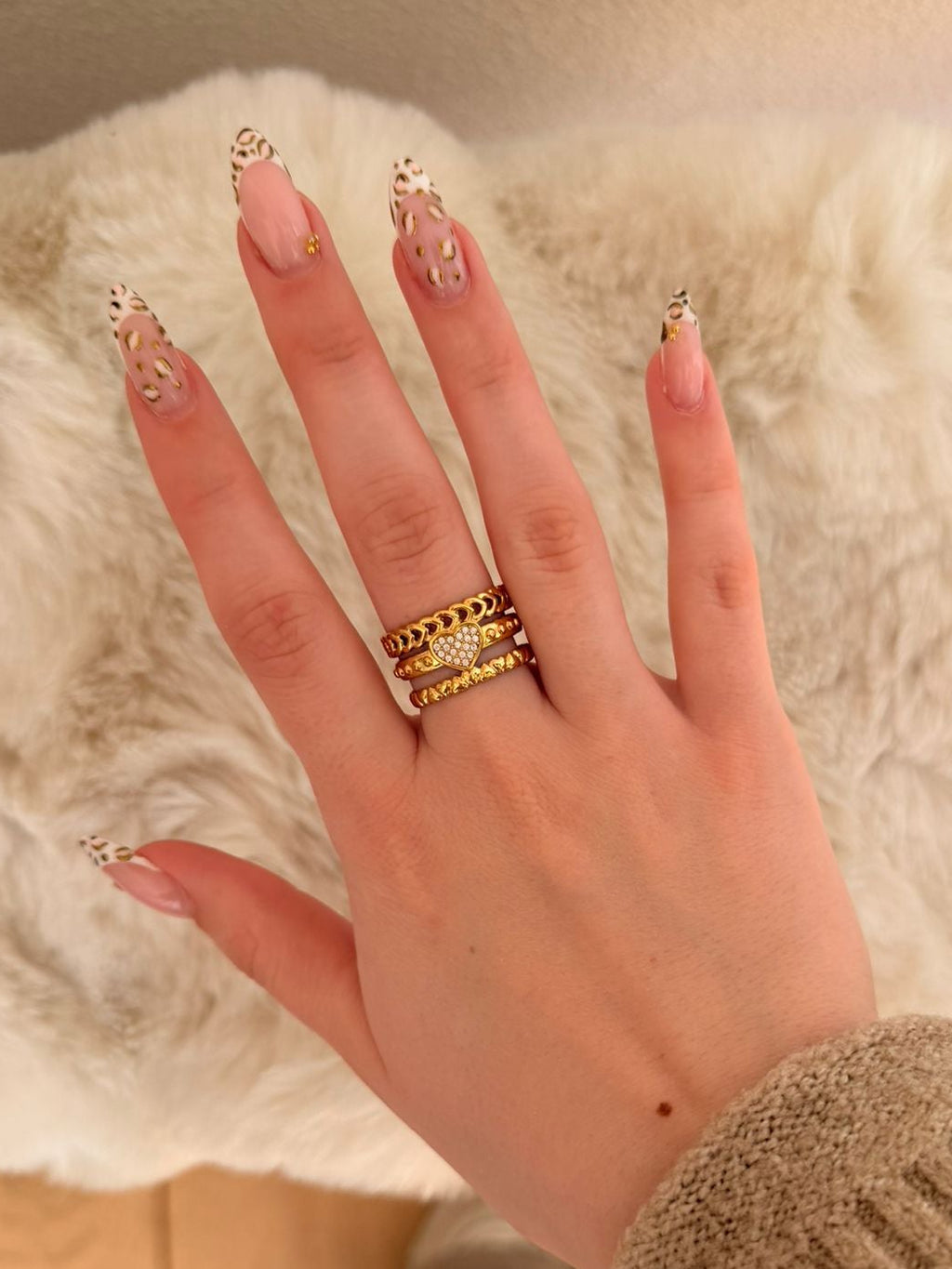 Ring "Sparkling Layers" - Zilver- en goudkleurige multi-stack ring
