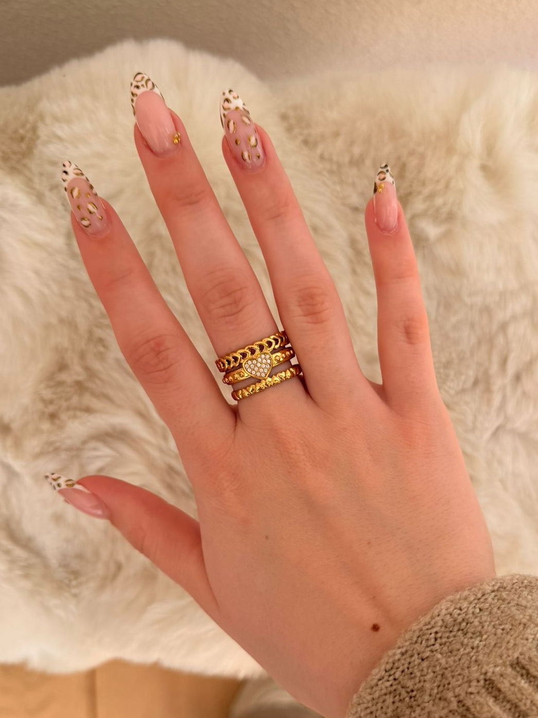 Ring "Sparkling Layers" - Zilver- en goudkleurige multi-stack ring
