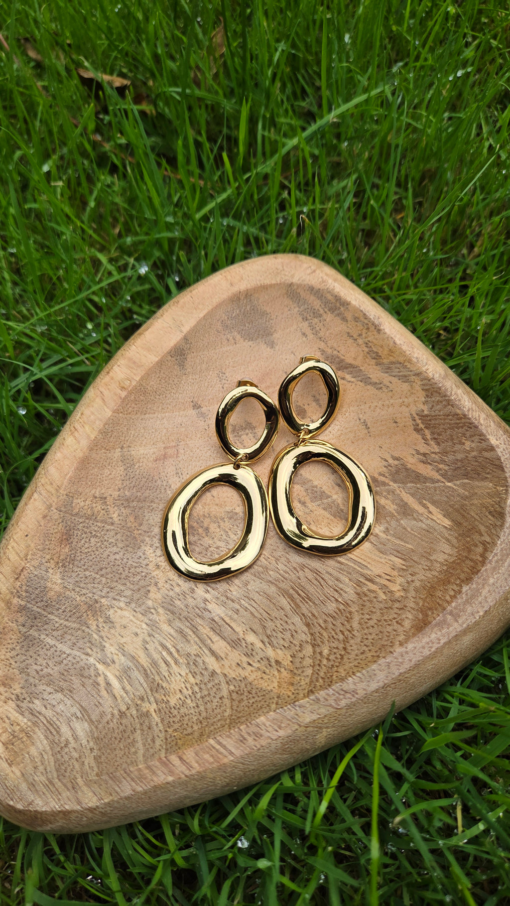 Oorbellen - "Chunky Double Oval Drop"