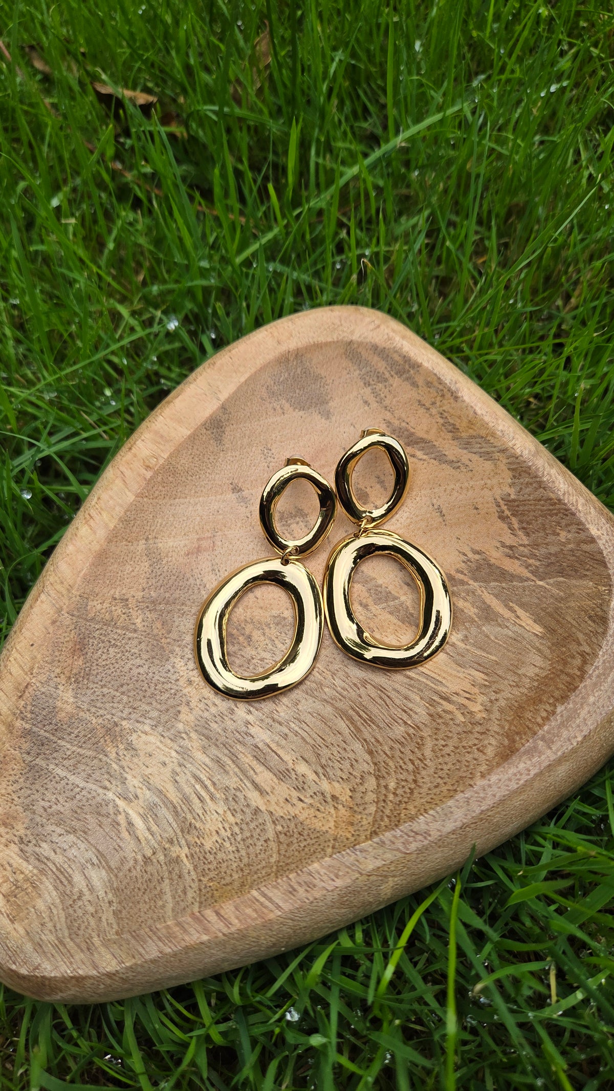 Oorbellen - "Chunky Double Oval Drop"