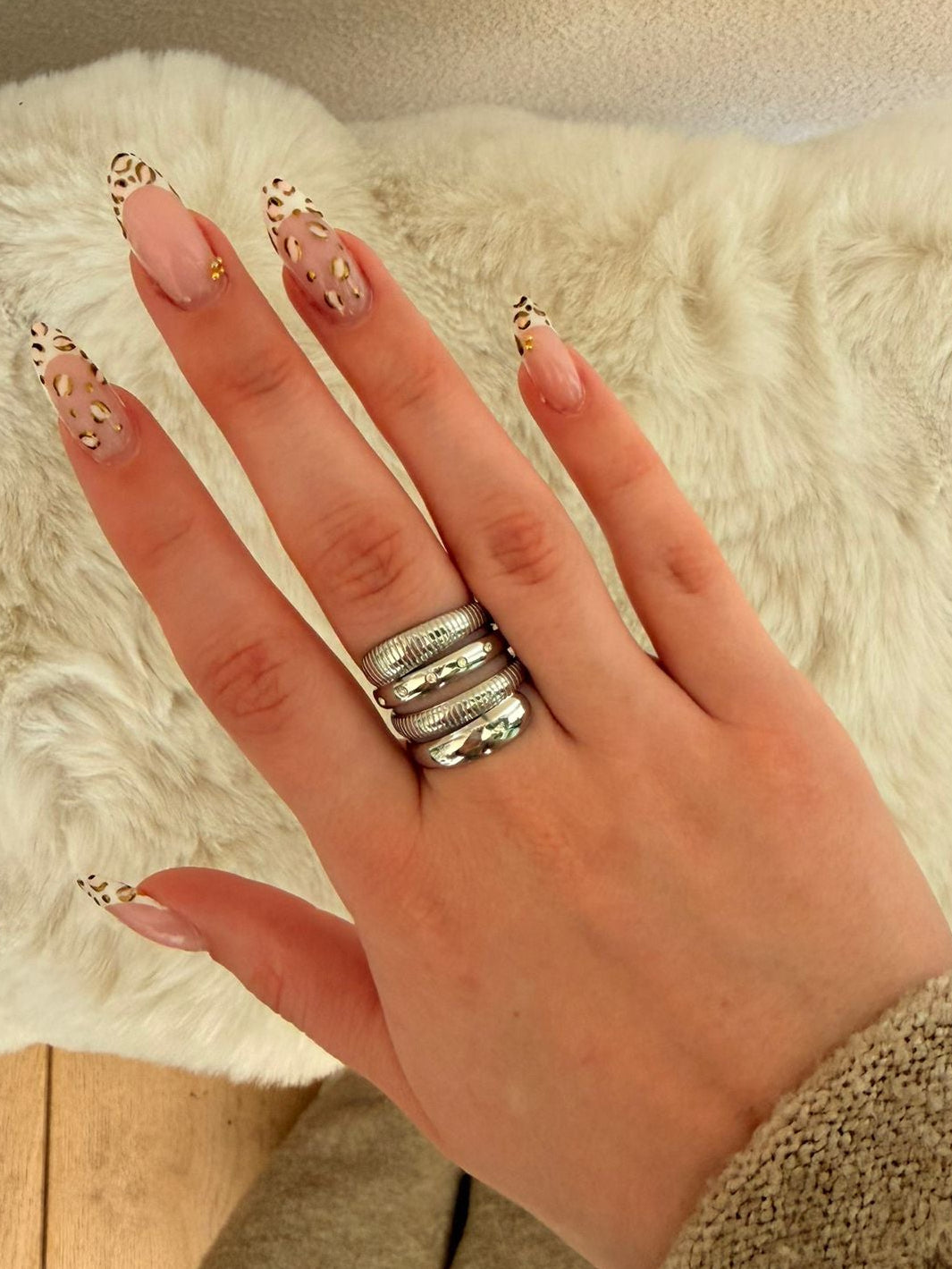Ring "Sparkling Layers" - Zilver- en goudkleurige multi-stack ring