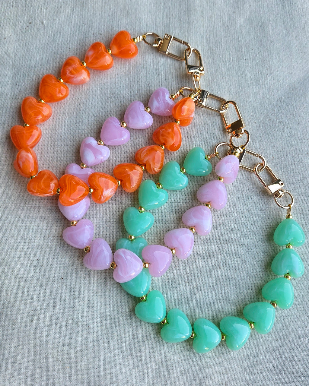 Heart Charm Chain "Candy Hearts" - luxe tas- & telefoonketting
