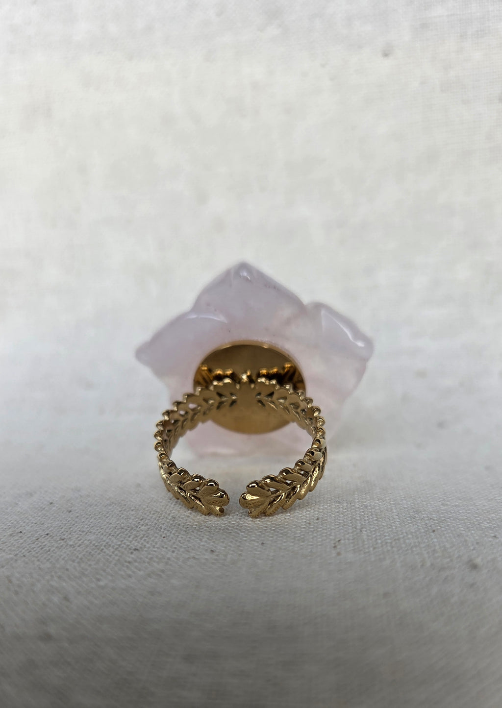 Ring "Rose Quartz Dream" - Verstelbare Bloemen Statement Ring