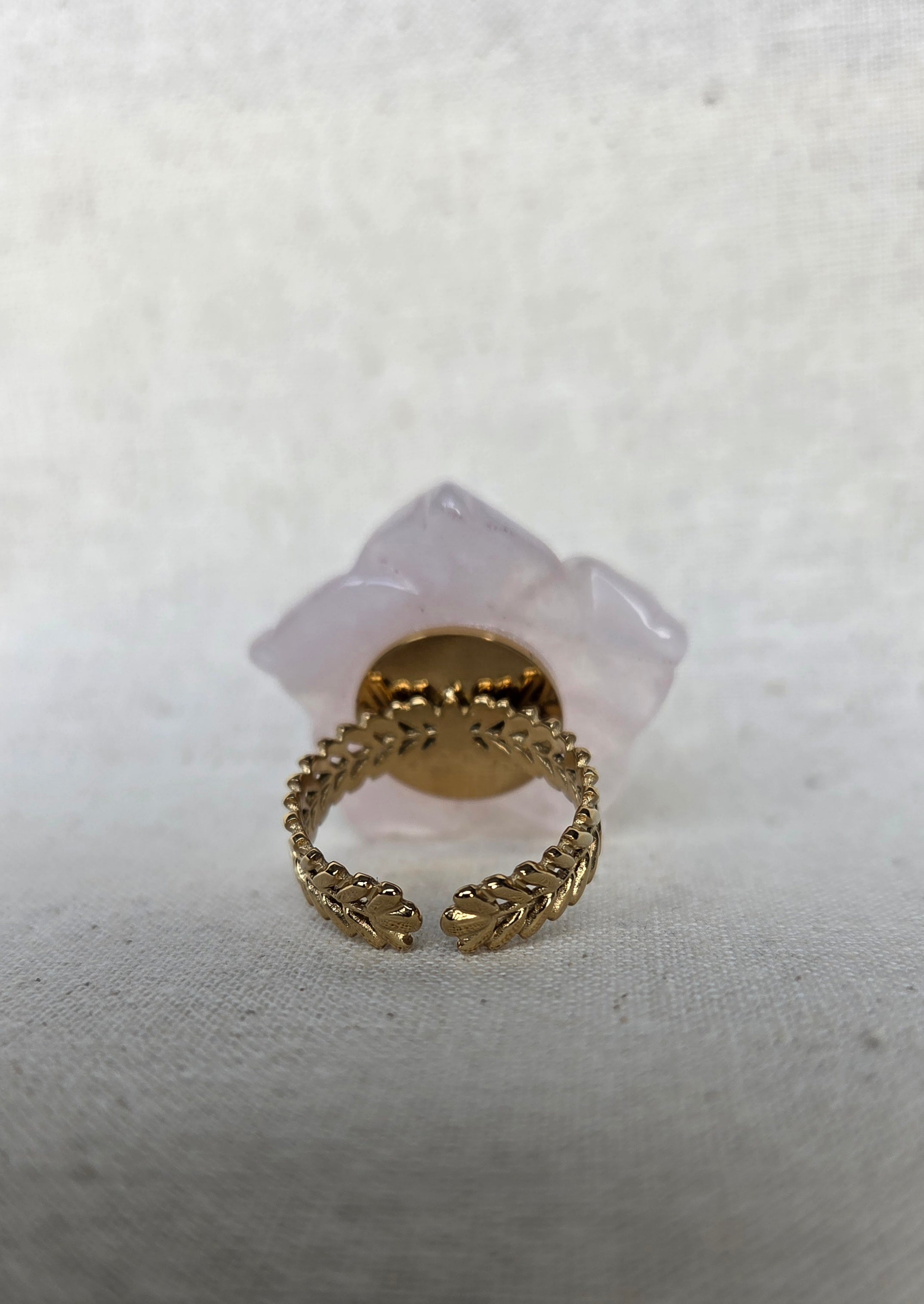 Ring "Rose Quartz Dream" - Verstelbare Bloemen Statement Ring