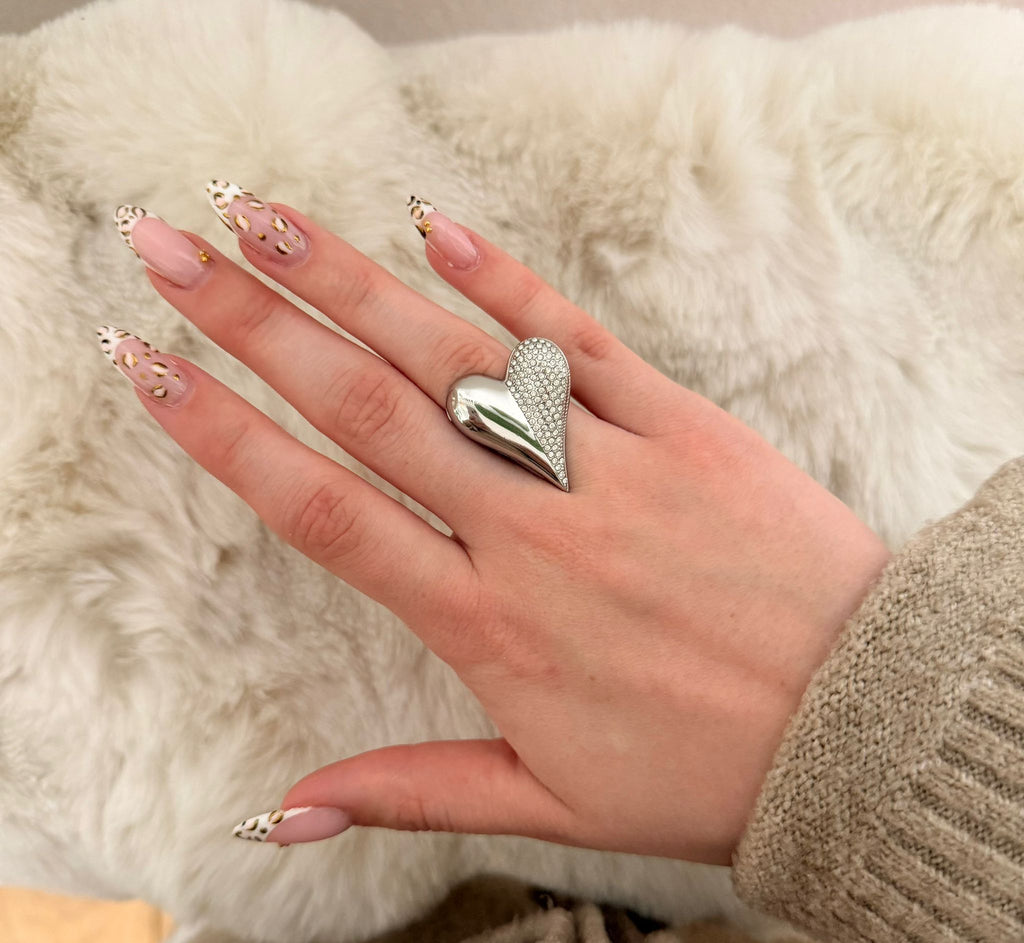 Ring "Dual Love" - Asymmetrische Heart statement Ring