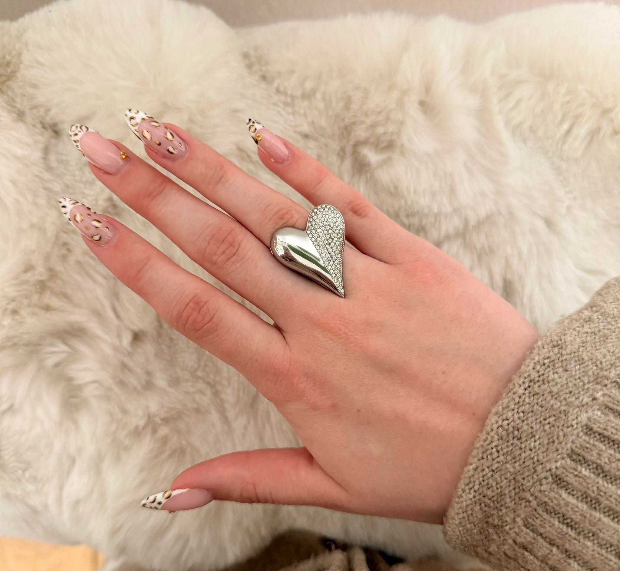 Ring "Dual Love" - Asymmetrische Heart statement Ring