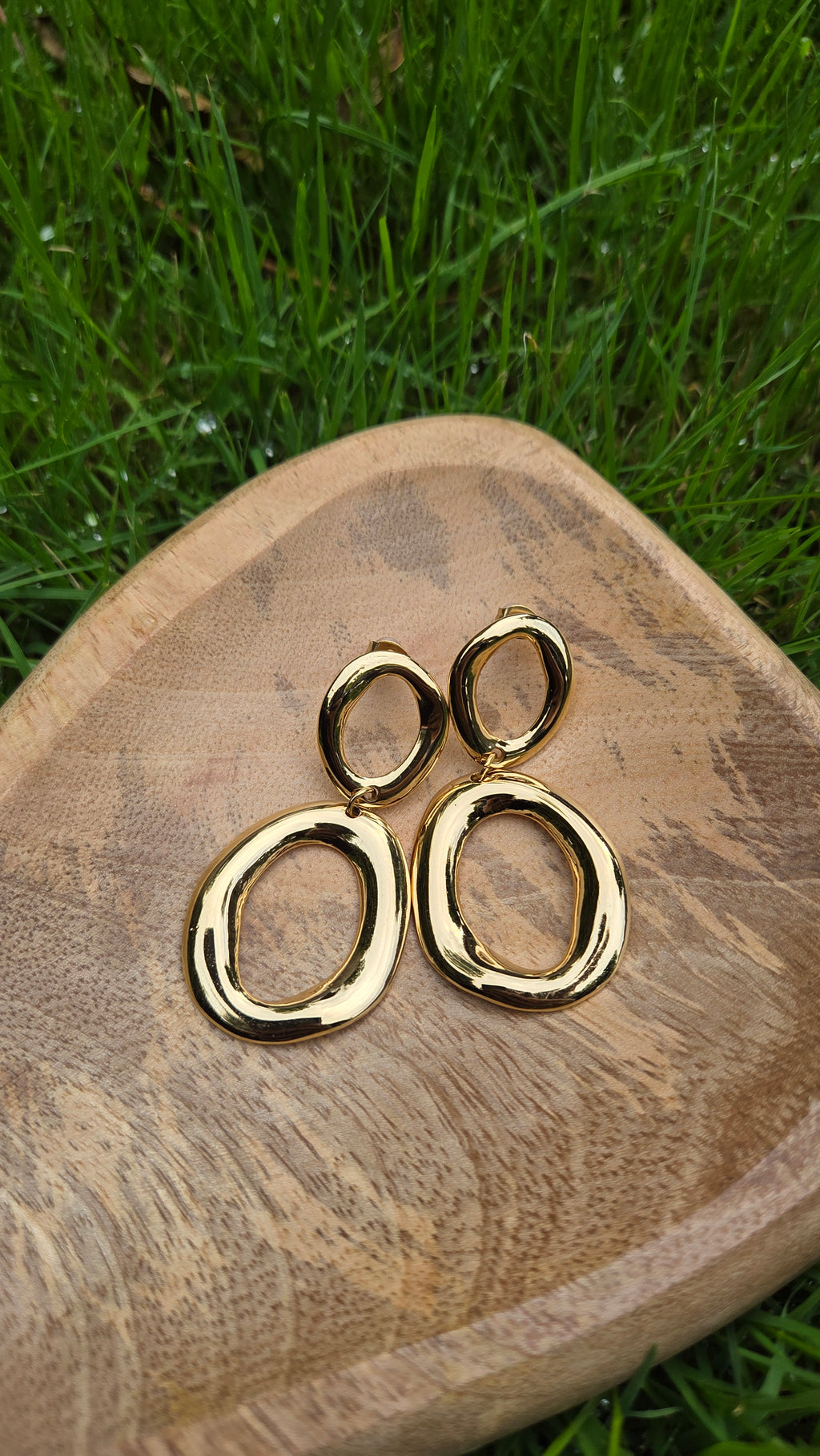 Oorbellen - "Chunky Double Oval Drop"