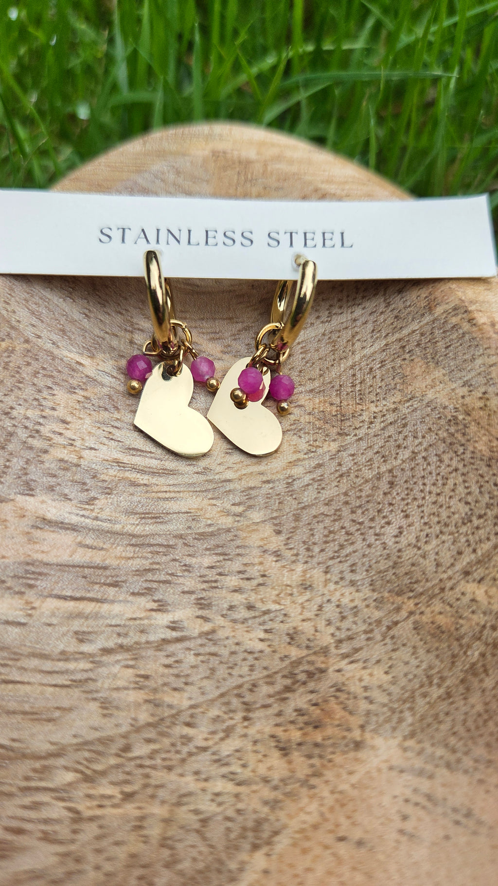Oorbellen - "Heart & Beaded Charm Hoop"