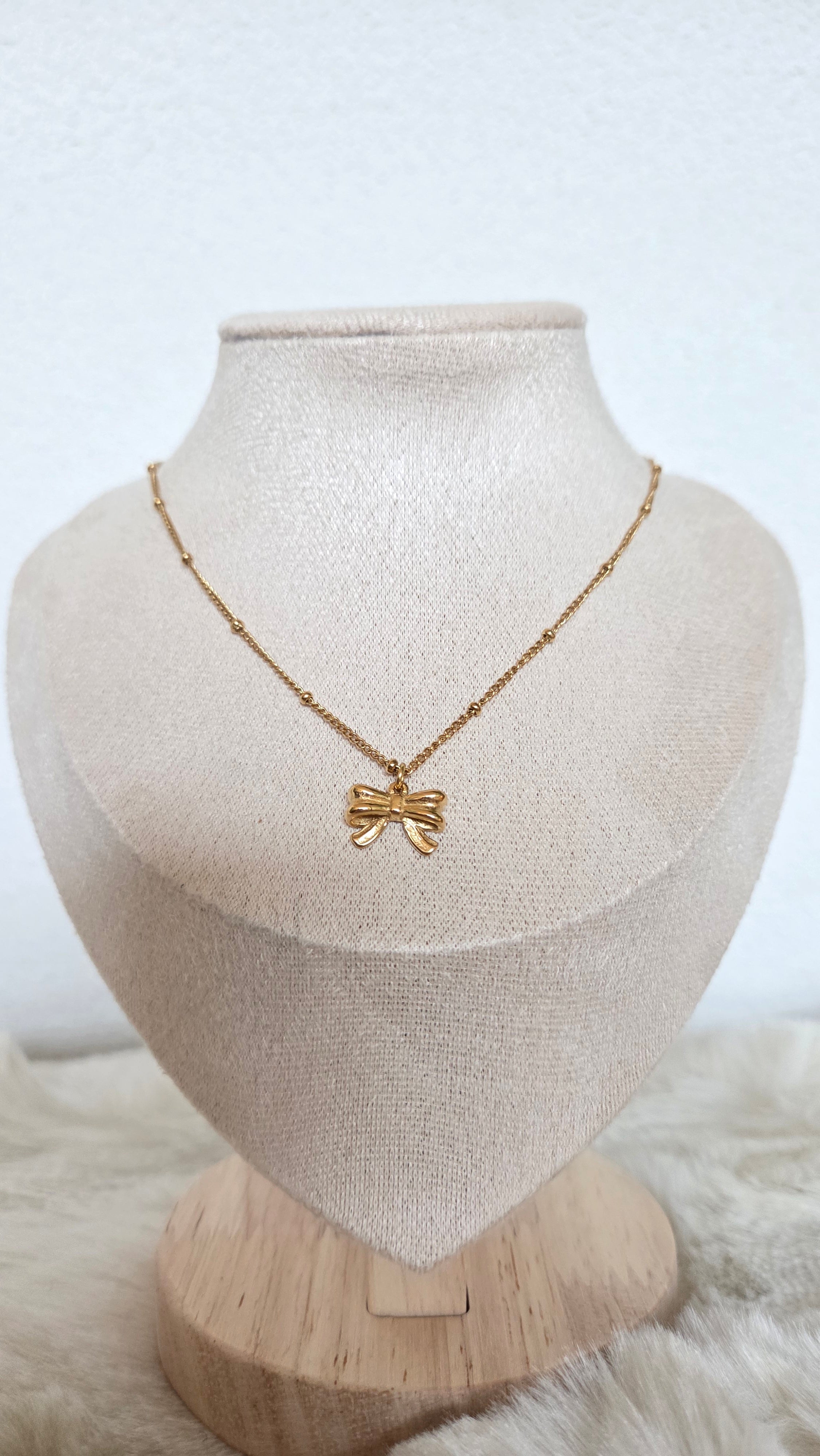 Minimalist Delicate Bow Necklace Gold & Silver