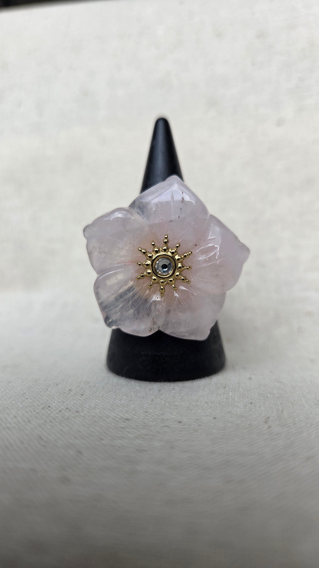 Ring "Rose Quartz Dream" - Verstelbare Bloemen Statement Ring