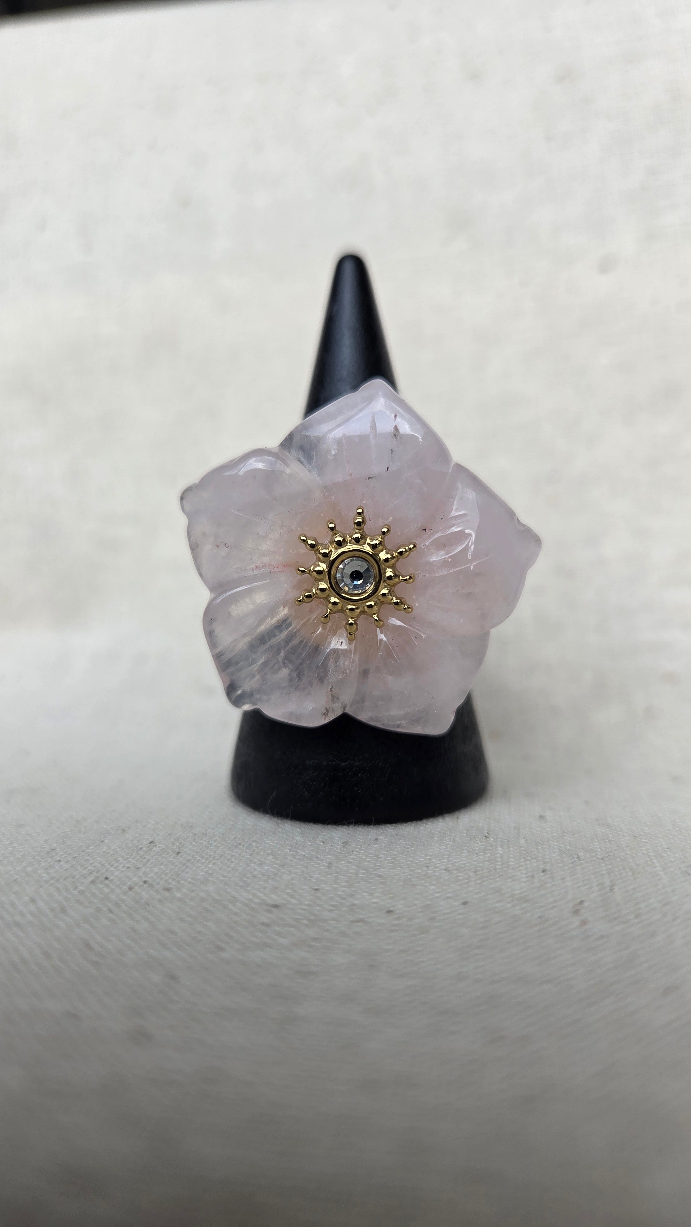 Ring "Rose Quartz Dream" - Verstelbare Bloemen Statement Ring