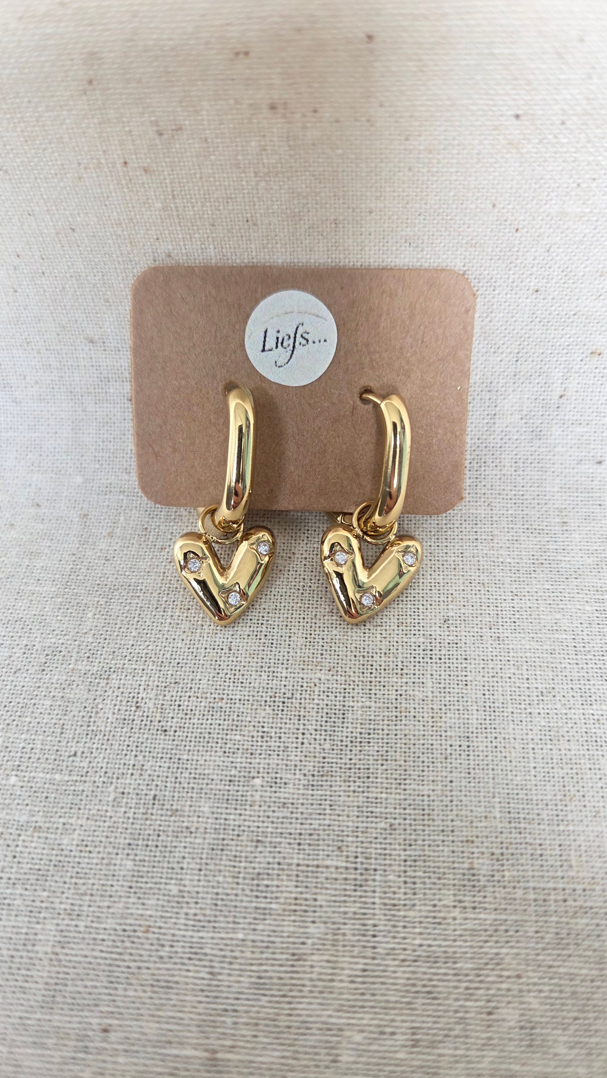 Oorbellen "Sparkling Hearts" - Bolle Hartjes Hoop Earings